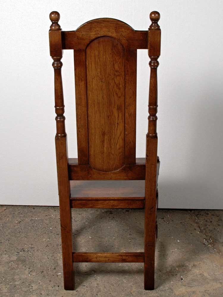 2450.0 Set 8 English Elizabethan Tudor Oak Dining Chairs Chair photo