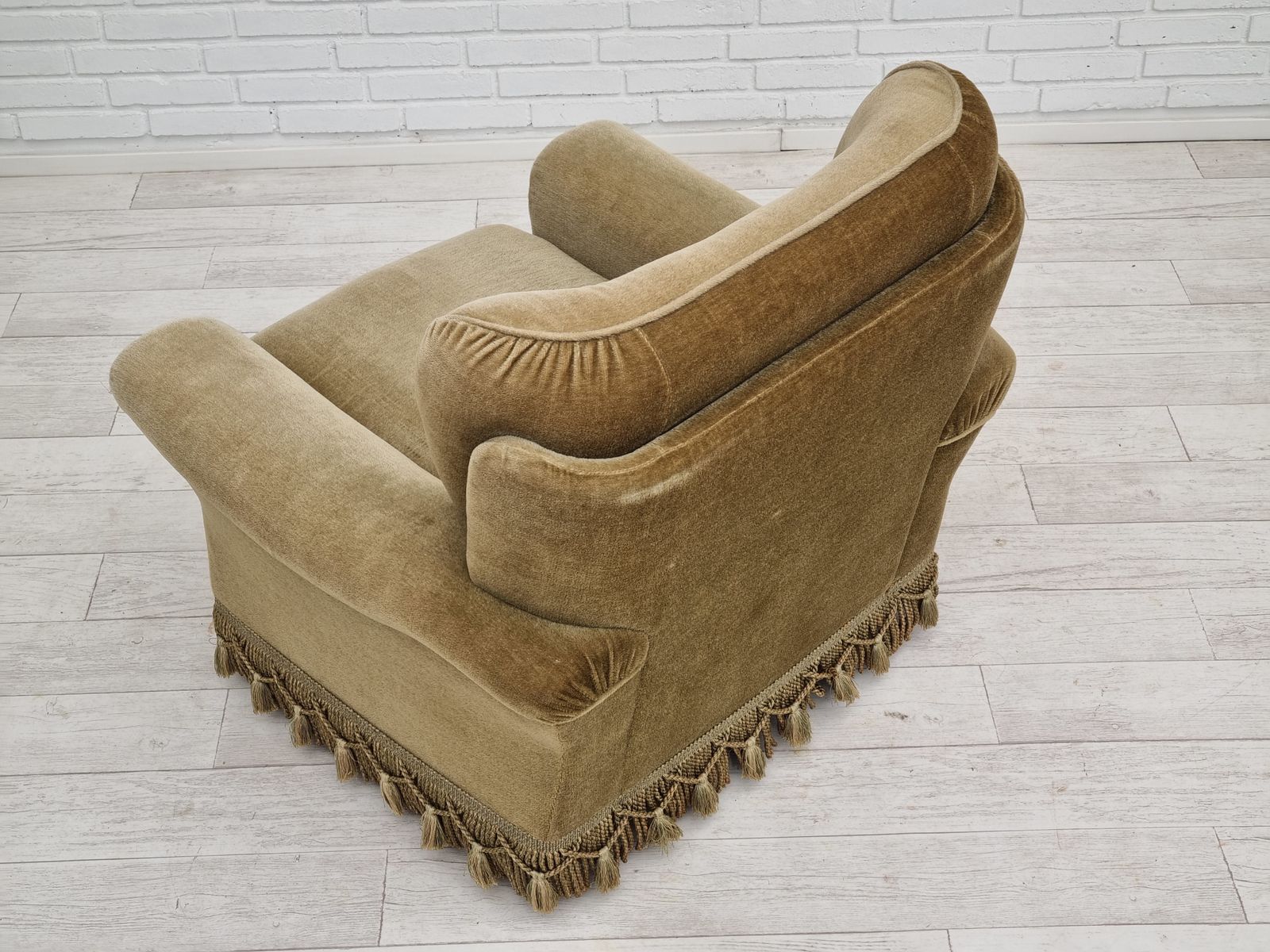 1970s, Danish Vintage Club Chair,  Original Velour Upholstery photo vintage