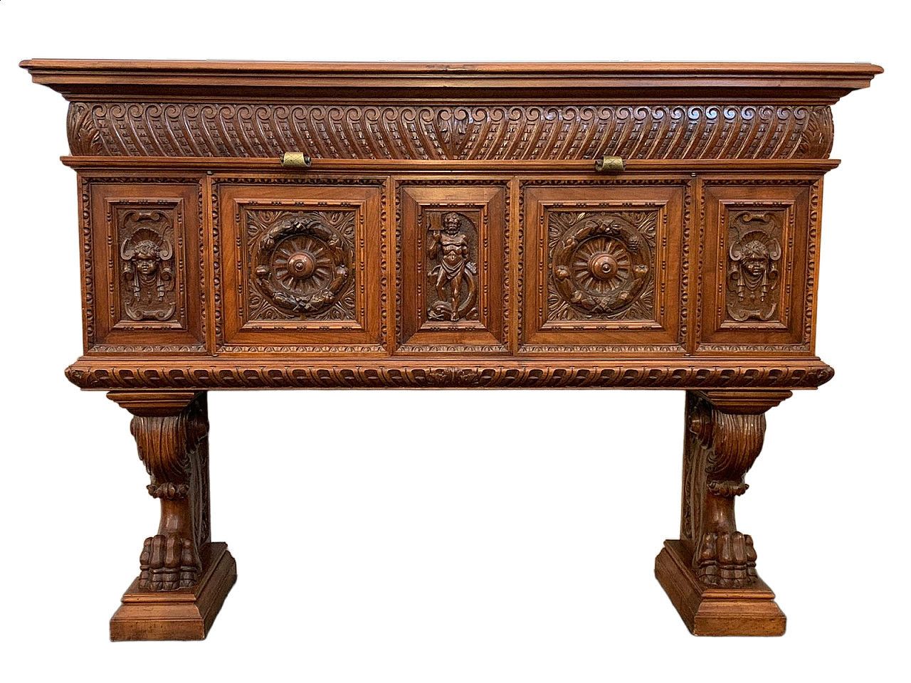 Renaissance Style Carved Walnut Sideboard  Late 19th Century