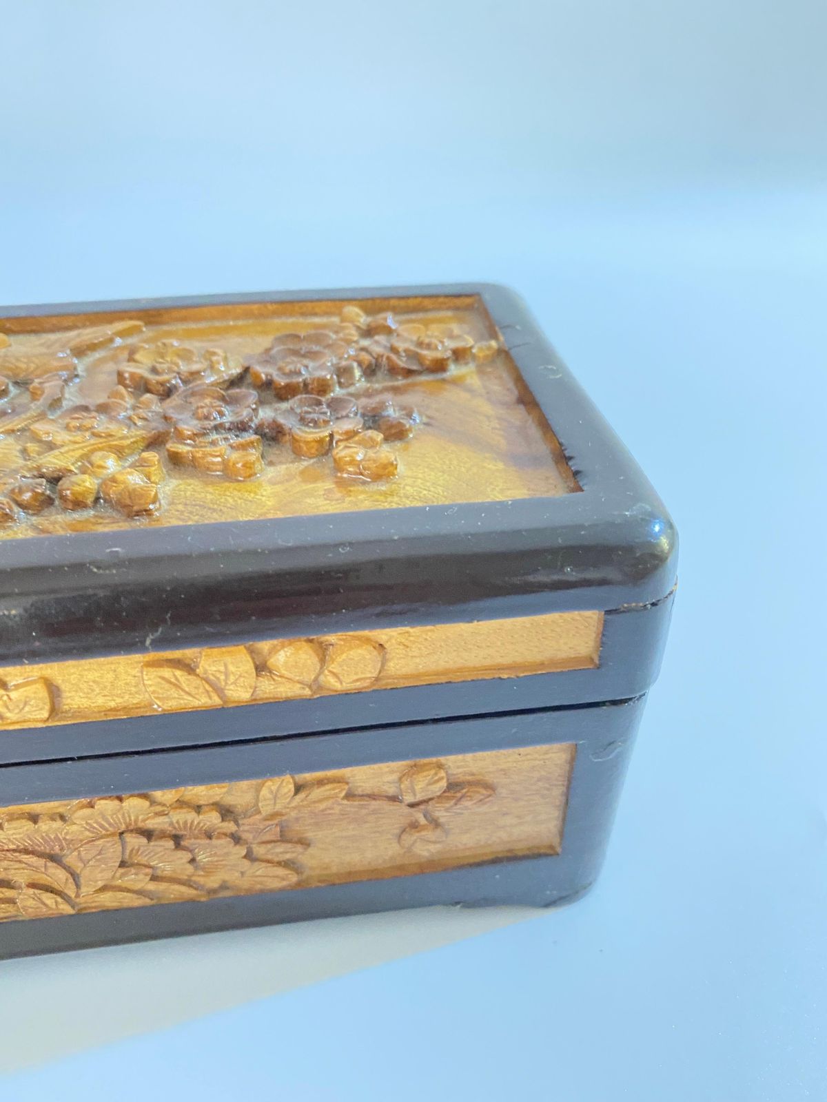 Chinese Decorative Or Jewelry Box, In Carved Wood, Trees And Birds Decor, China photo buy