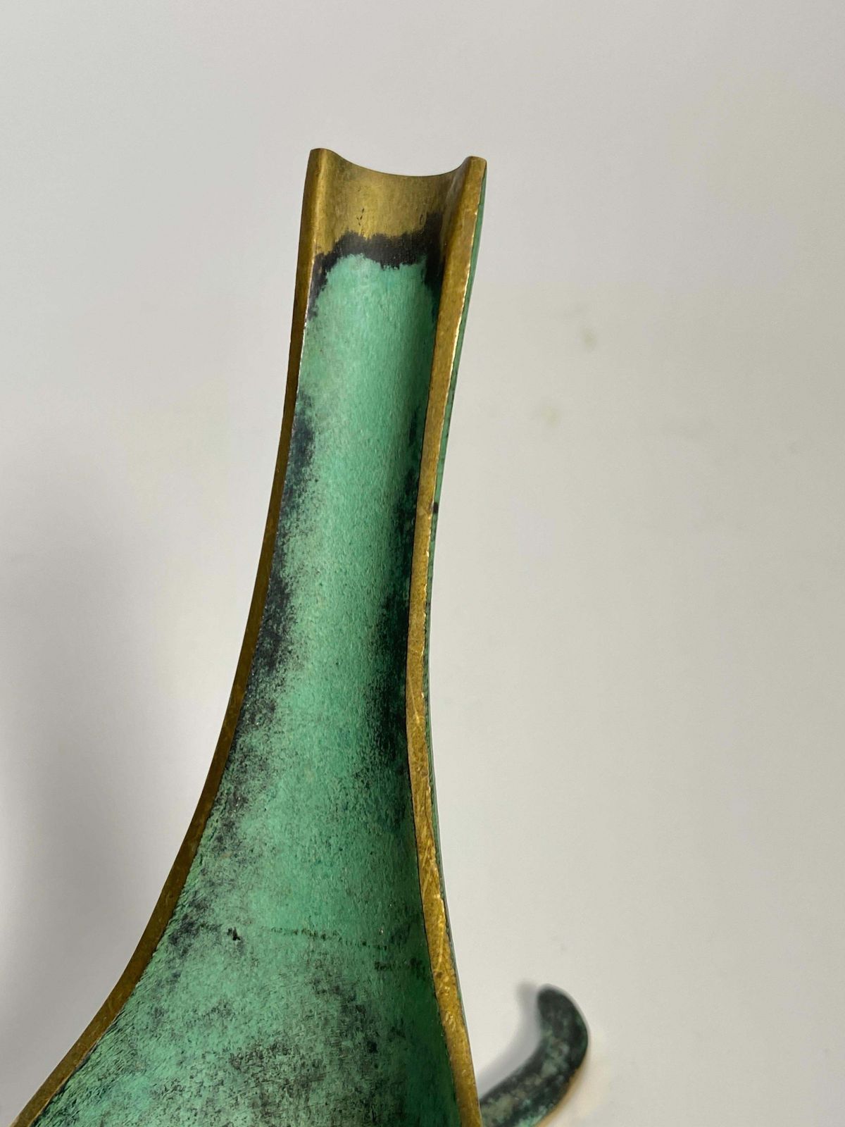 Pipe Holder In Patinated Bronze, Green, Gold Color By Walter Bosse, USA, 1960 photo 377.0