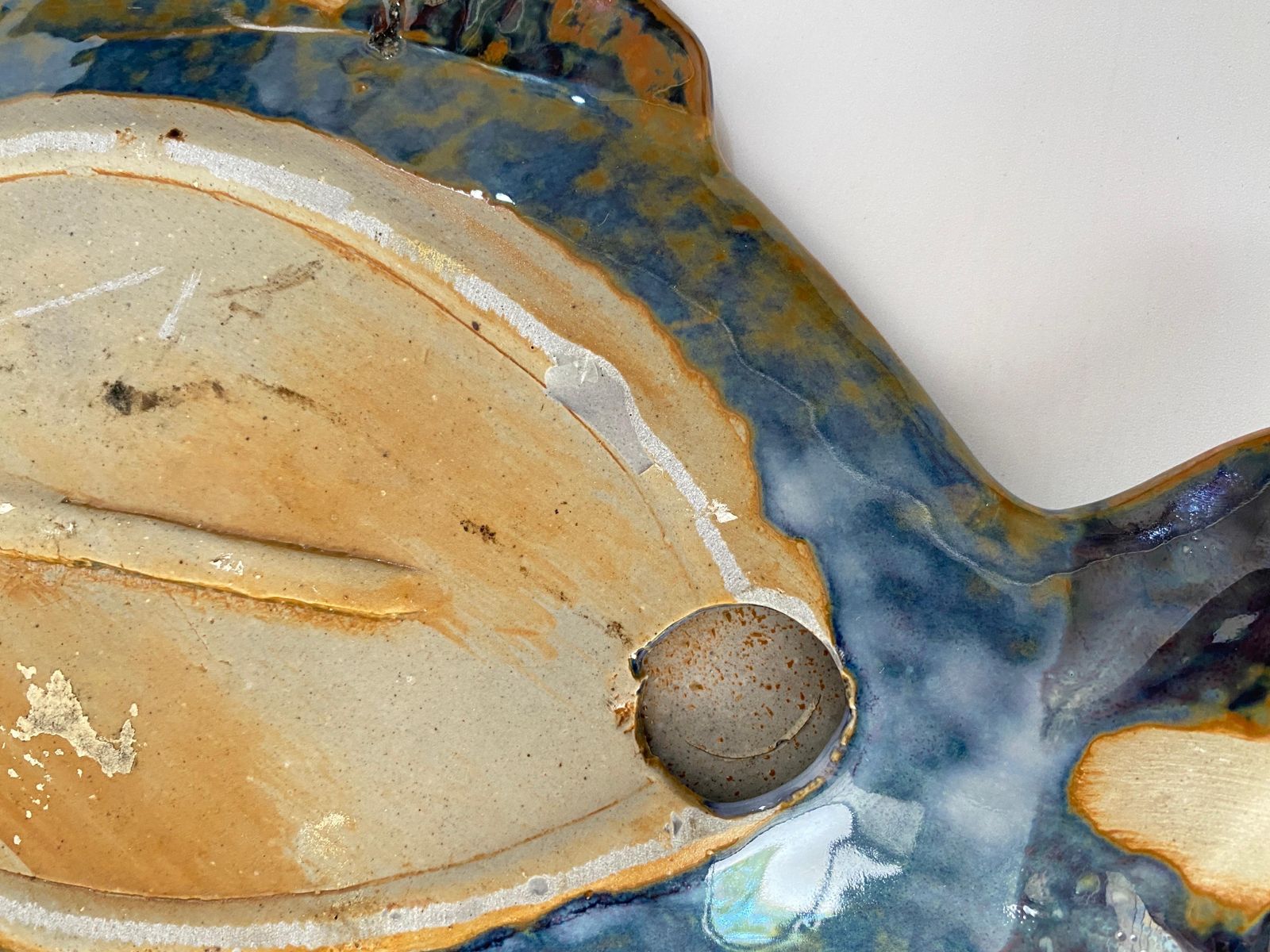 Pair Of Ceramic Platters Or Vide Poche, In Blue And Grey Color, From France 1960 photo vintage