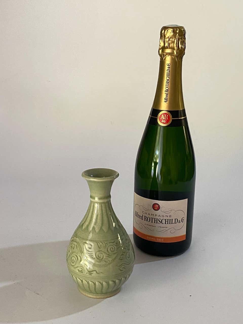 Celadon Vase In A Green Color Ceramic Mid 20th Century Made In China photo furniture