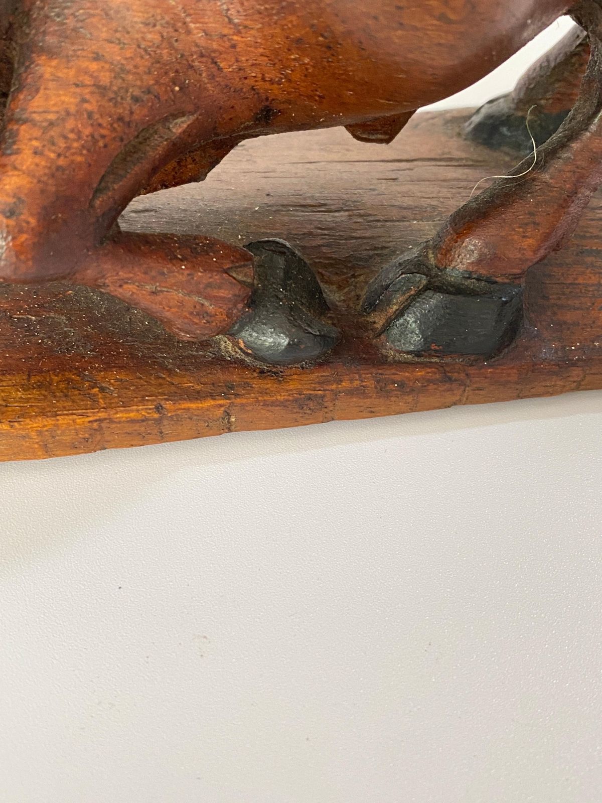 Wood Sculpture Representing A Crocodile And A Bull Fighting In Wood France 1930 photo vinterior