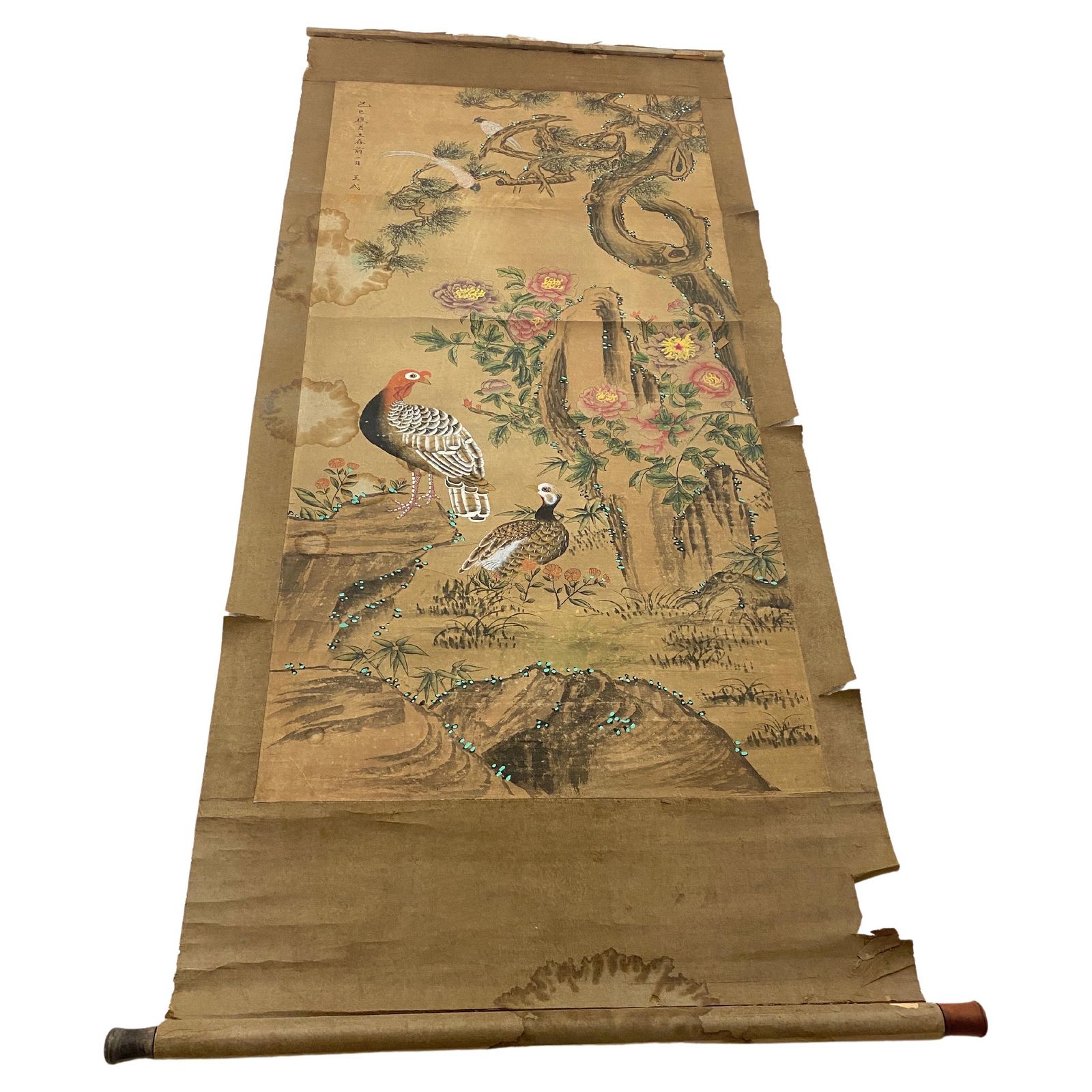 Chinese Painting On Scroll Paper  China 19th Century  Birds And Nature Decor