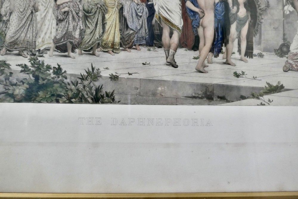 Large Victorian Framed Colour Print Of The Daphnephoria photo for sale