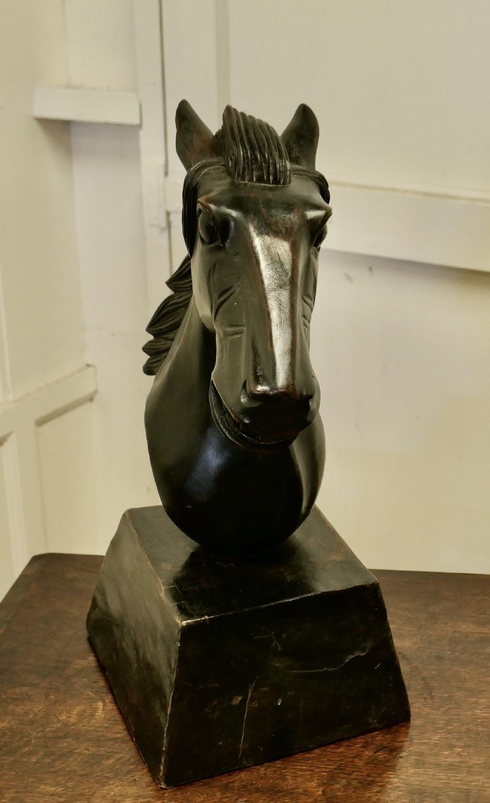 Large Carved Wooden Horse Head photo vinterior