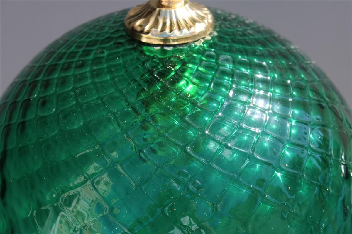 Round Green Lantern Italian Design Murano Glass Brass Parts Venini, 1950s photo buy
