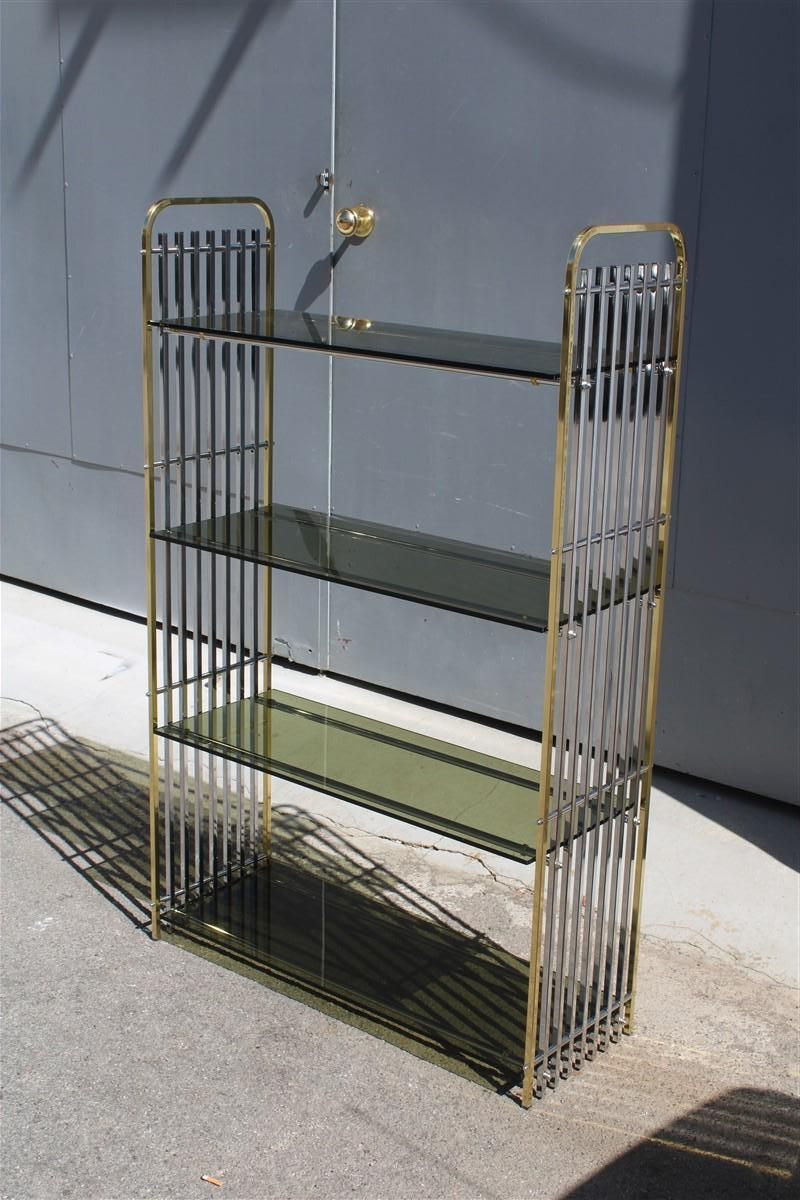 Romeo Rega 1970s Italian Shelf In Brass And Chrome Minimalist Glass Shelves photo furniture