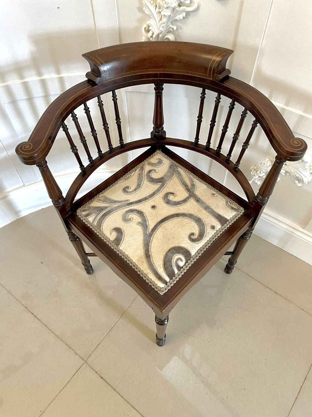 Antique Quality Mahogany Inlaid Corner Chair photo buy
