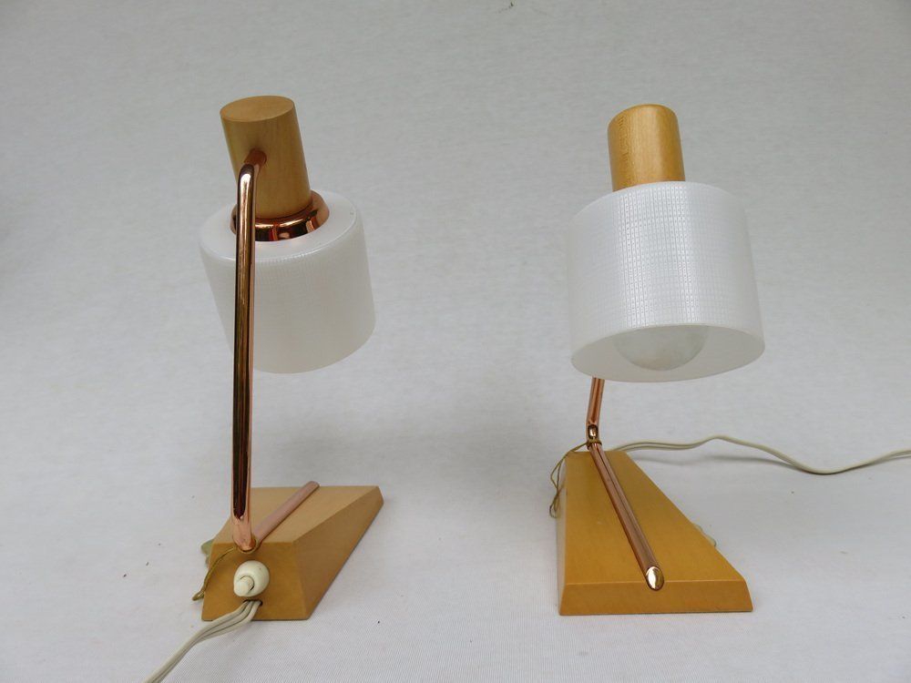 Bedside Table Lamps In Copper And Glass From Temde, 1960s, Set Of 2 photo Lighting