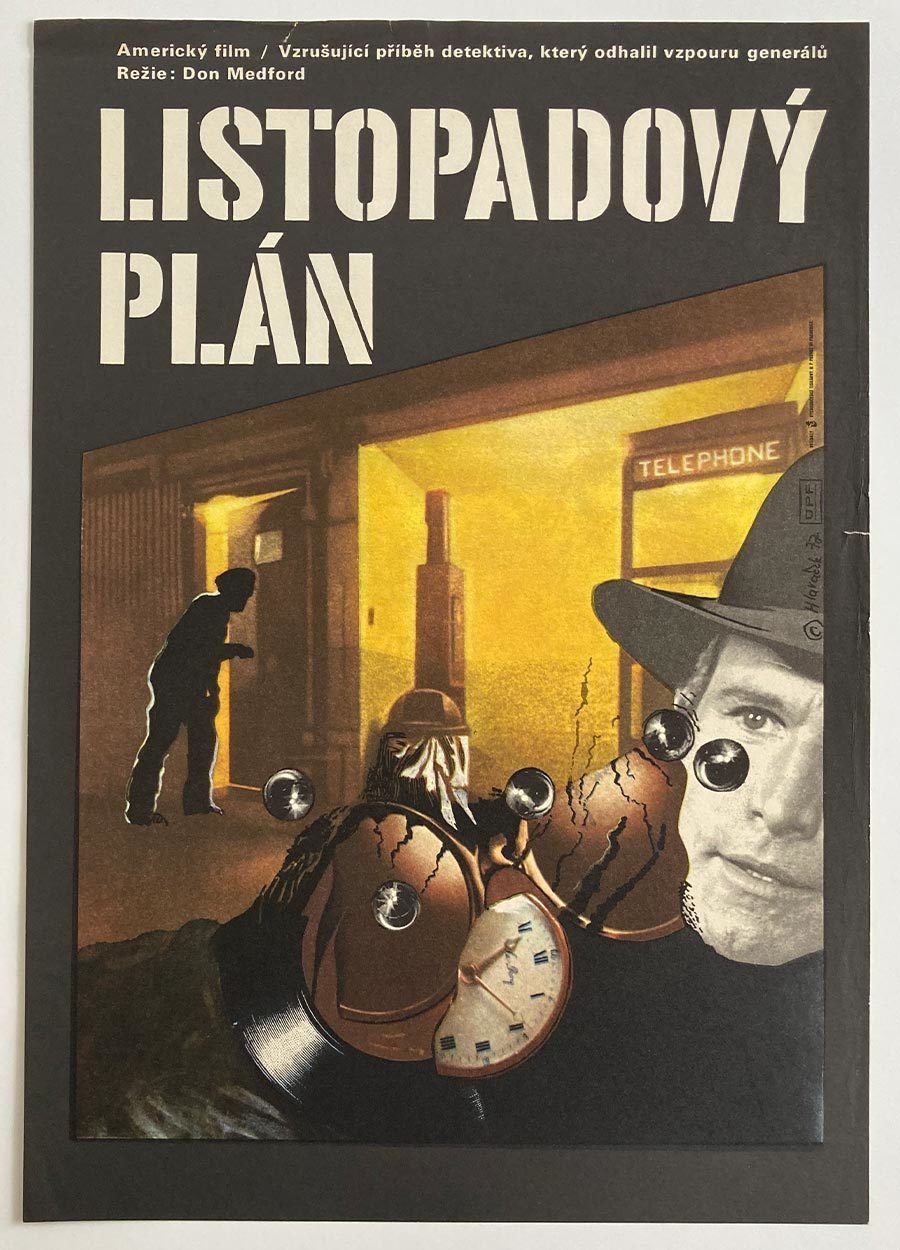 Original Film Poster, The November Plan, Miroslav Hlaváček, 1977, Genuine Czech Vintage Print