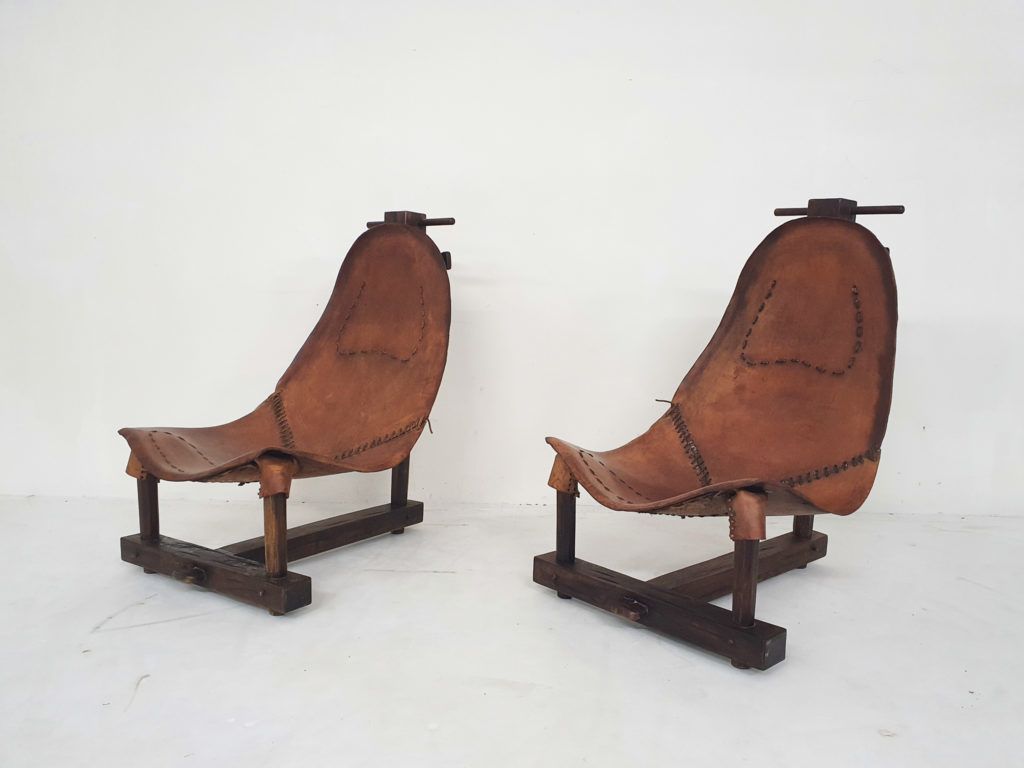 Set Van Twee Lounge Fauteuils In Zadelleer, Brazilië, Ca. Jaren 1960 photo furniture
