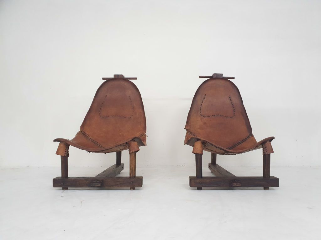 Set Van Twee Lounge Fauteuils In Zadelleer, Brazilië, Ca. Jaren 1960 photo for sale