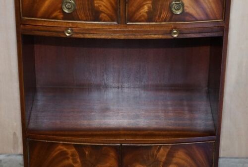 Pair Of Shaws London Bow Fronted Side Bookcase Tables + Butlers Serving Trays photo vinterior