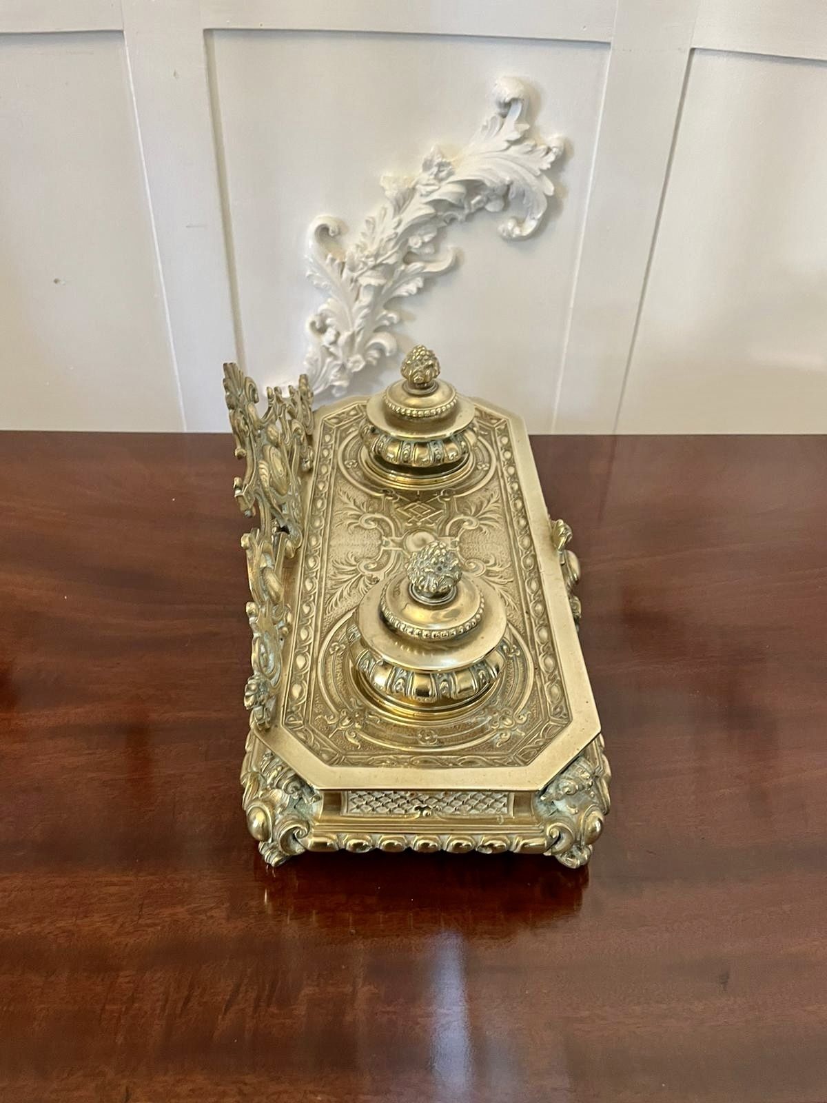 Magnificent Quality Antique 19th Century French Cast Brass Desk Set photo buy