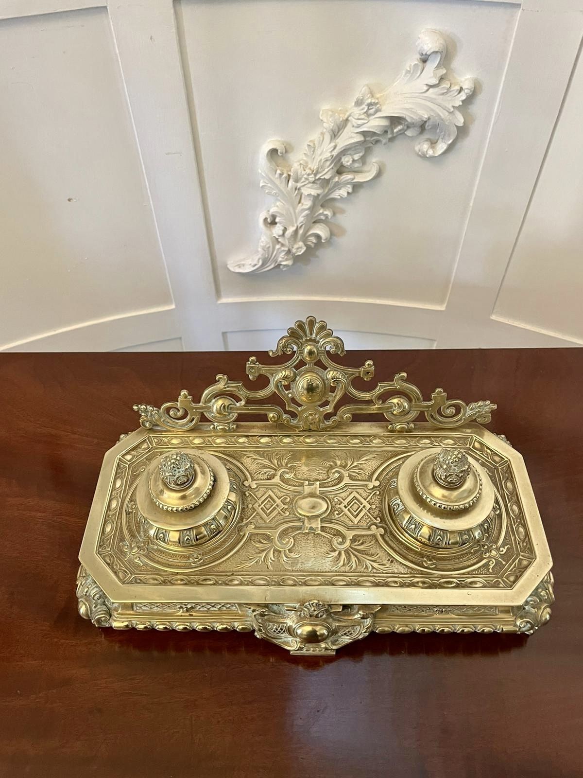 photo for sale Magnificent Quality Antique 19th Century French Cast Brass Desk Set