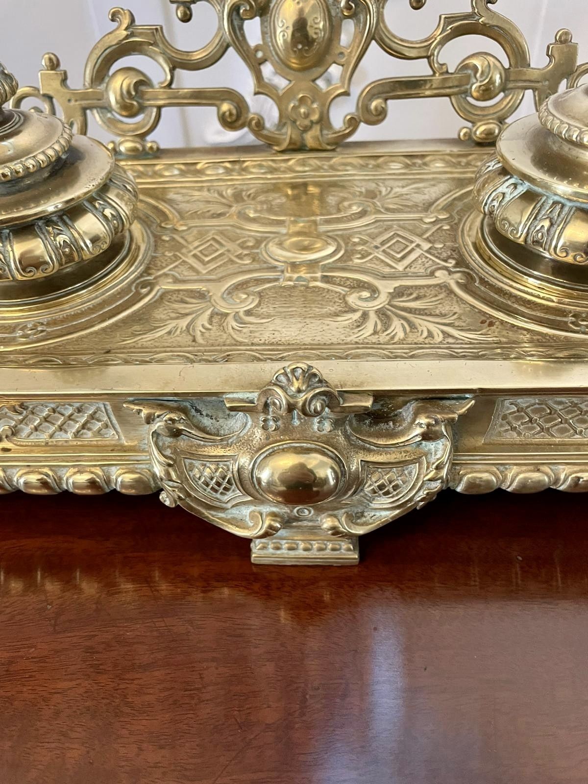 1395.0 Magnificent Quality Antique 19th Century French Cast Brass Desk Set photo