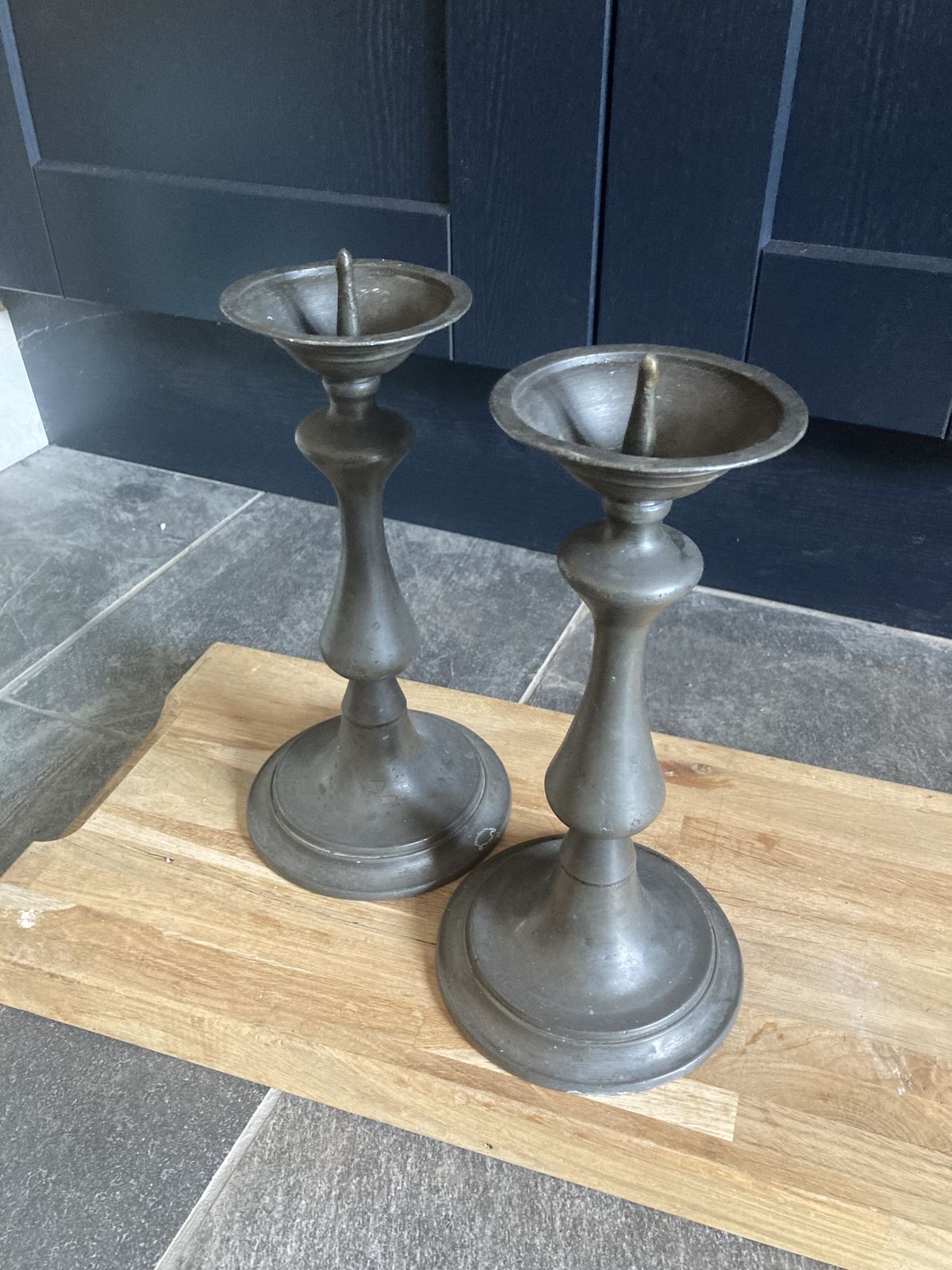 Pair Of Pewter Candlesticks/Spikes photo furniture