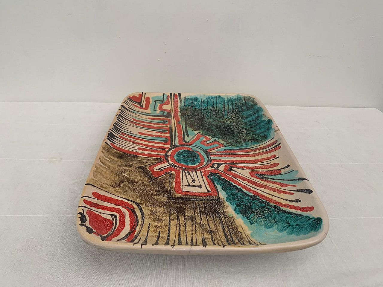 Polychrome Ceramic Tidy Tray For Piccinini, 1960s photo for sale
