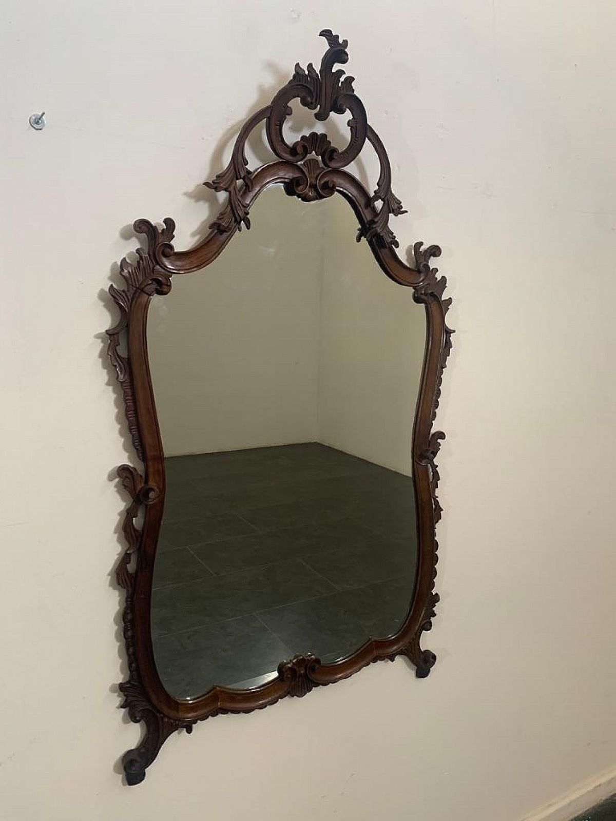 Baroque Style Mirror In Carved Wood, 1950s photo 1304.16