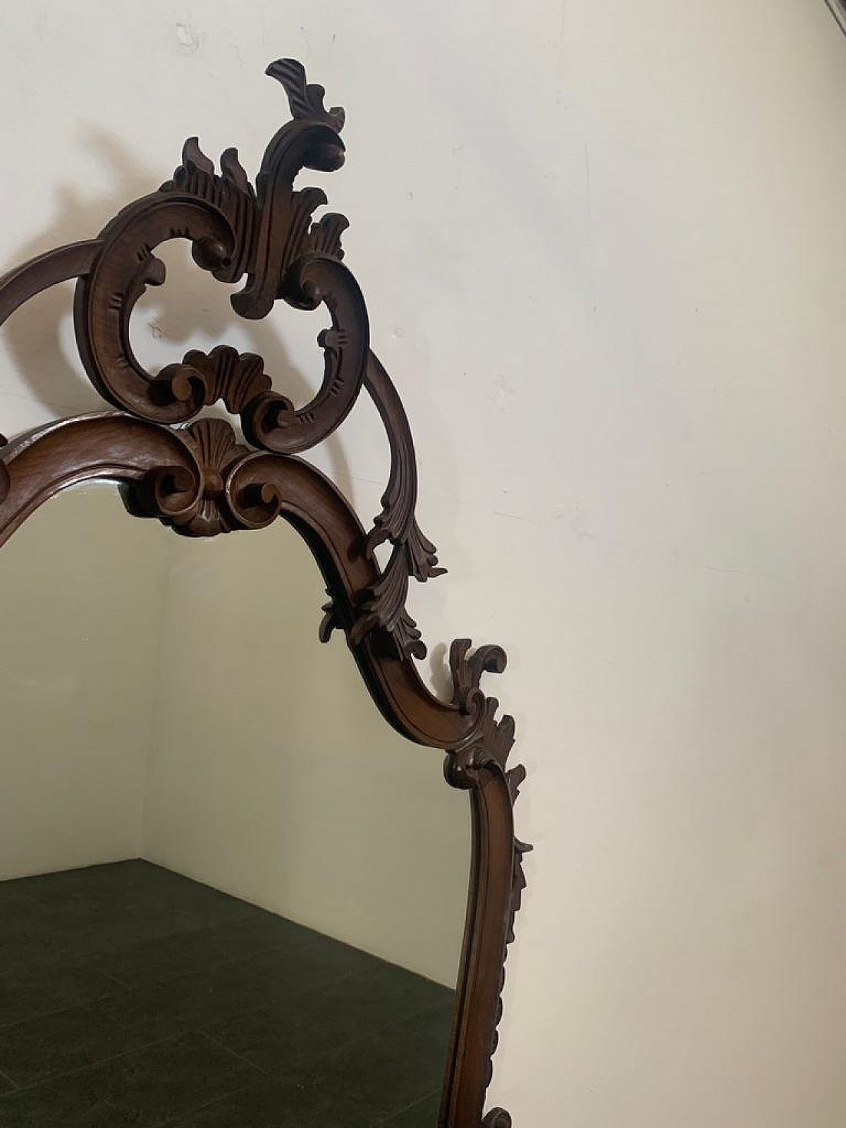photo furniture Baroque Style Mirror In Carved Wood, 1950s
