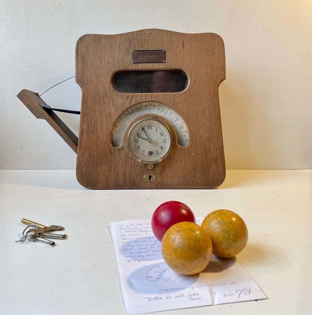 Antique Mechanical Billiard Clock In Oak With Timer By P. O. Pedersen Copenhagen photo furniture