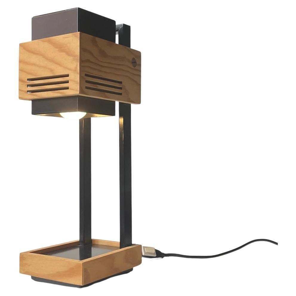 photo furniture Claus Bolby Cubist Table Lamp In Plywood And Steel For Cebo Industri, 1970s