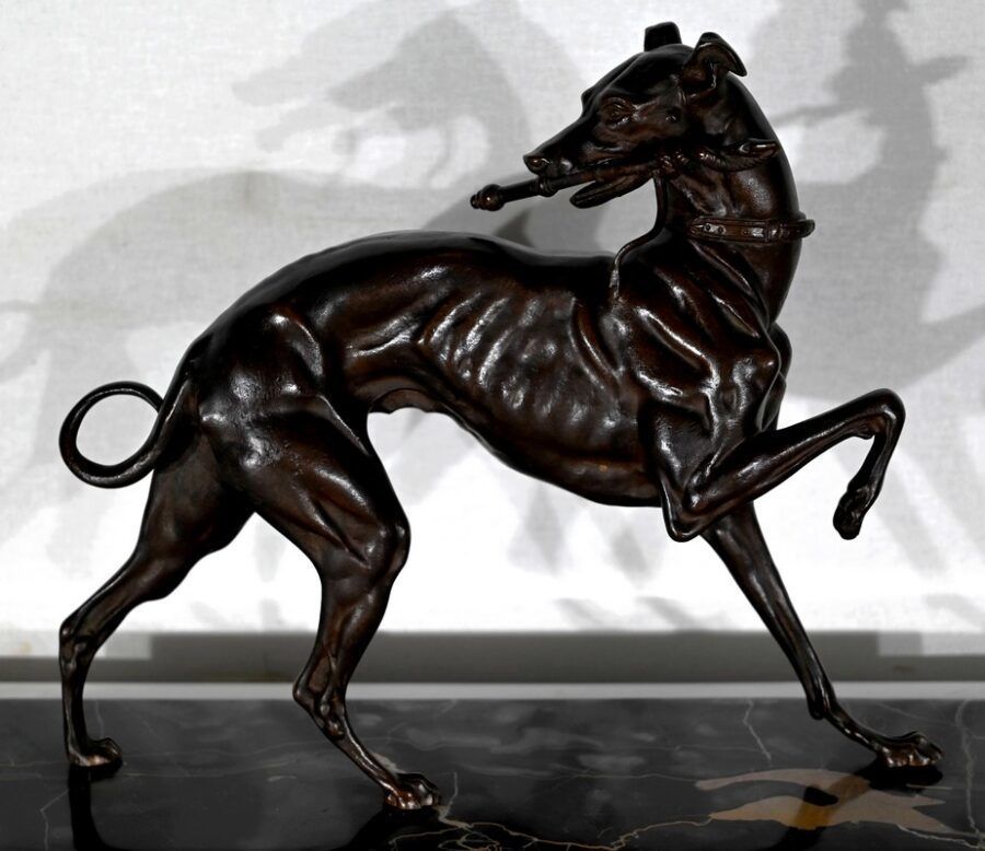 Subject In Cast Iron With Brown Patina The Greyhound  Late 19th Century photo Art
