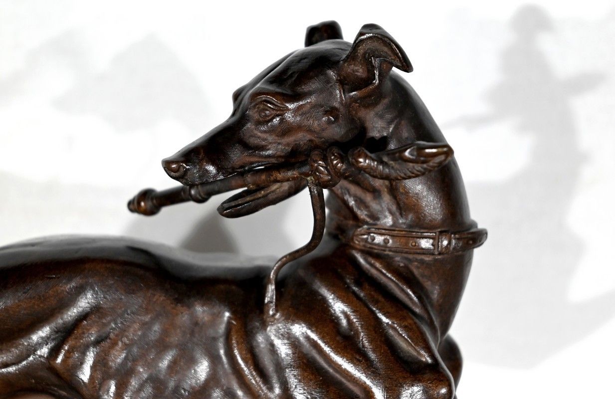 Subject In Cast Iron With Brown Patina The Greyhound  Late 19th Century photo vinterior