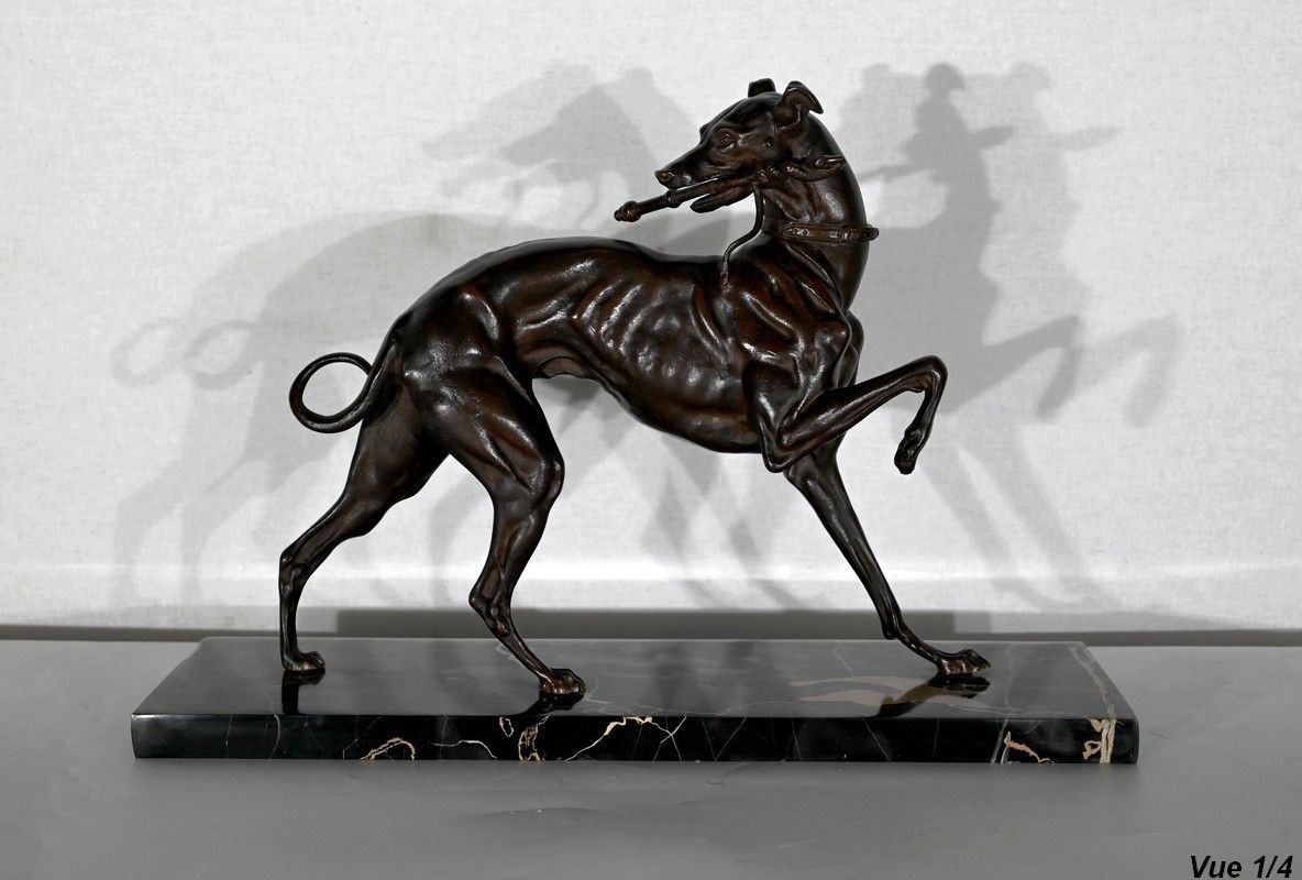 Art Subject In Cast Iron With Brown Patina The Greyhound  Late 19th Century photo