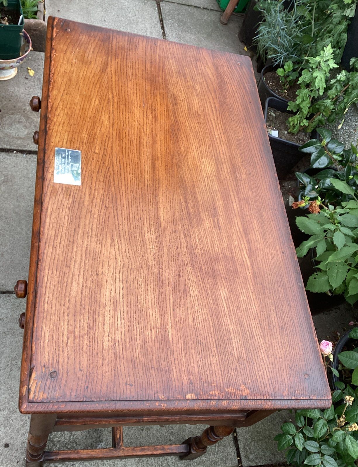 1954 Carved Oak Table / Large Canteen With Silver Plaque. Gifted To Mrs Craggs photo Furniture
