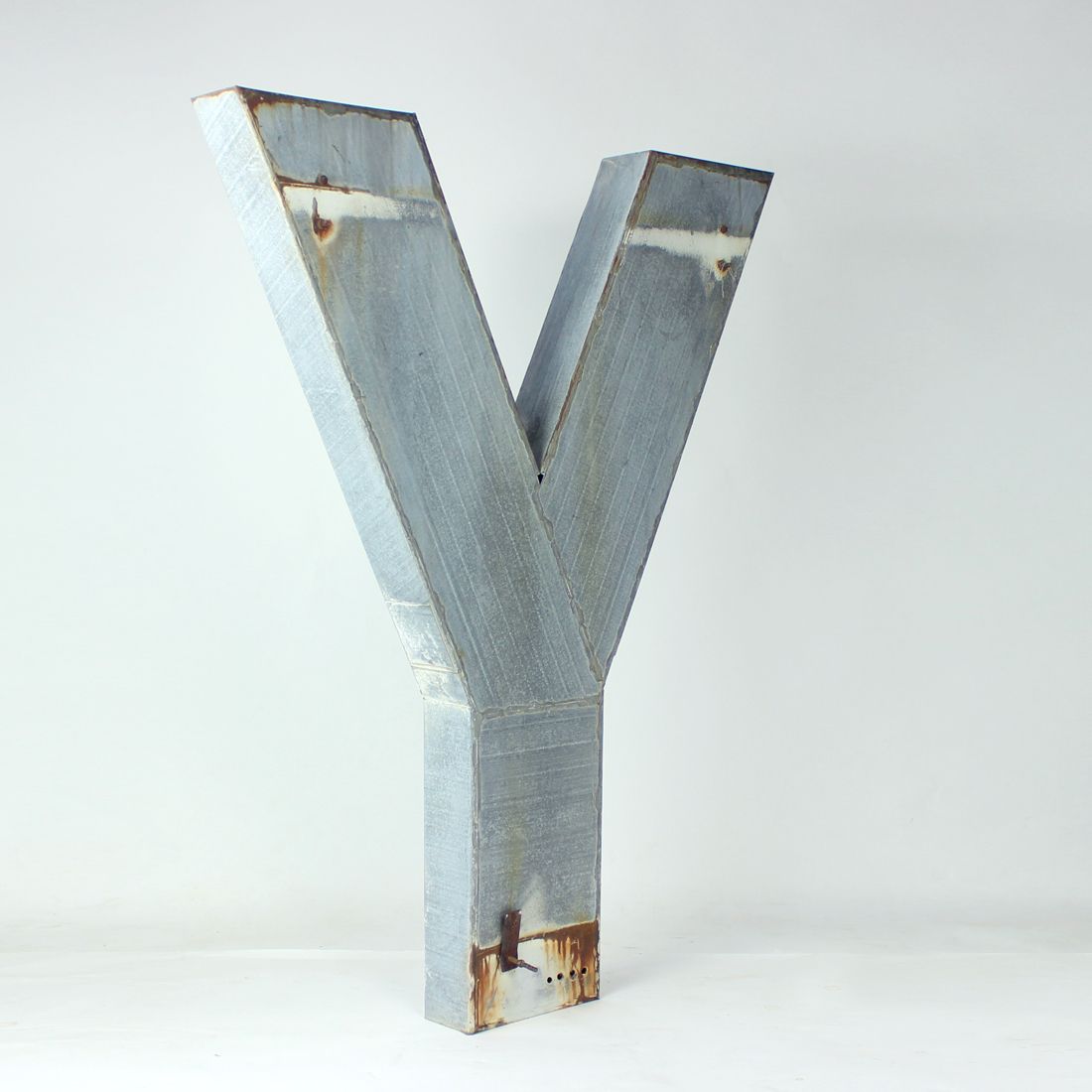 Huge Vintage Industial Zinc Letter Y, Czechoslovakia 1950s