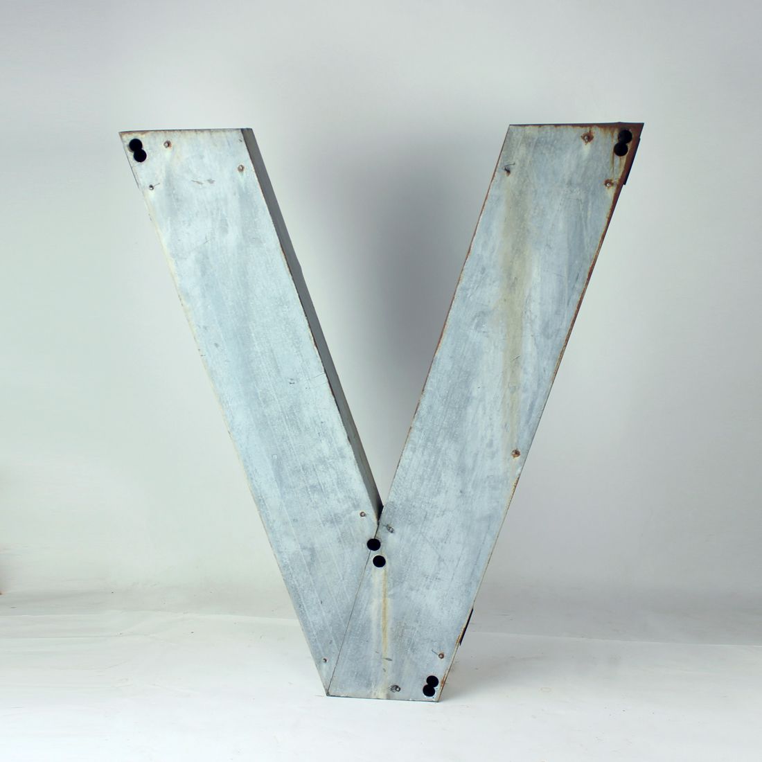 Huge Vintage Industial Zinc Letter V, Czechoslovakia 1950s photo Home Decor