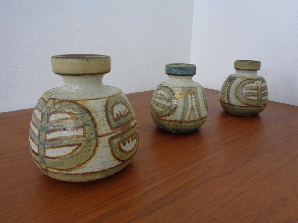 Danish Studio Ceramic Vases By Noomi Backhausen For Soholm Stentoj, 1970s, Set Of 3 photo furniture