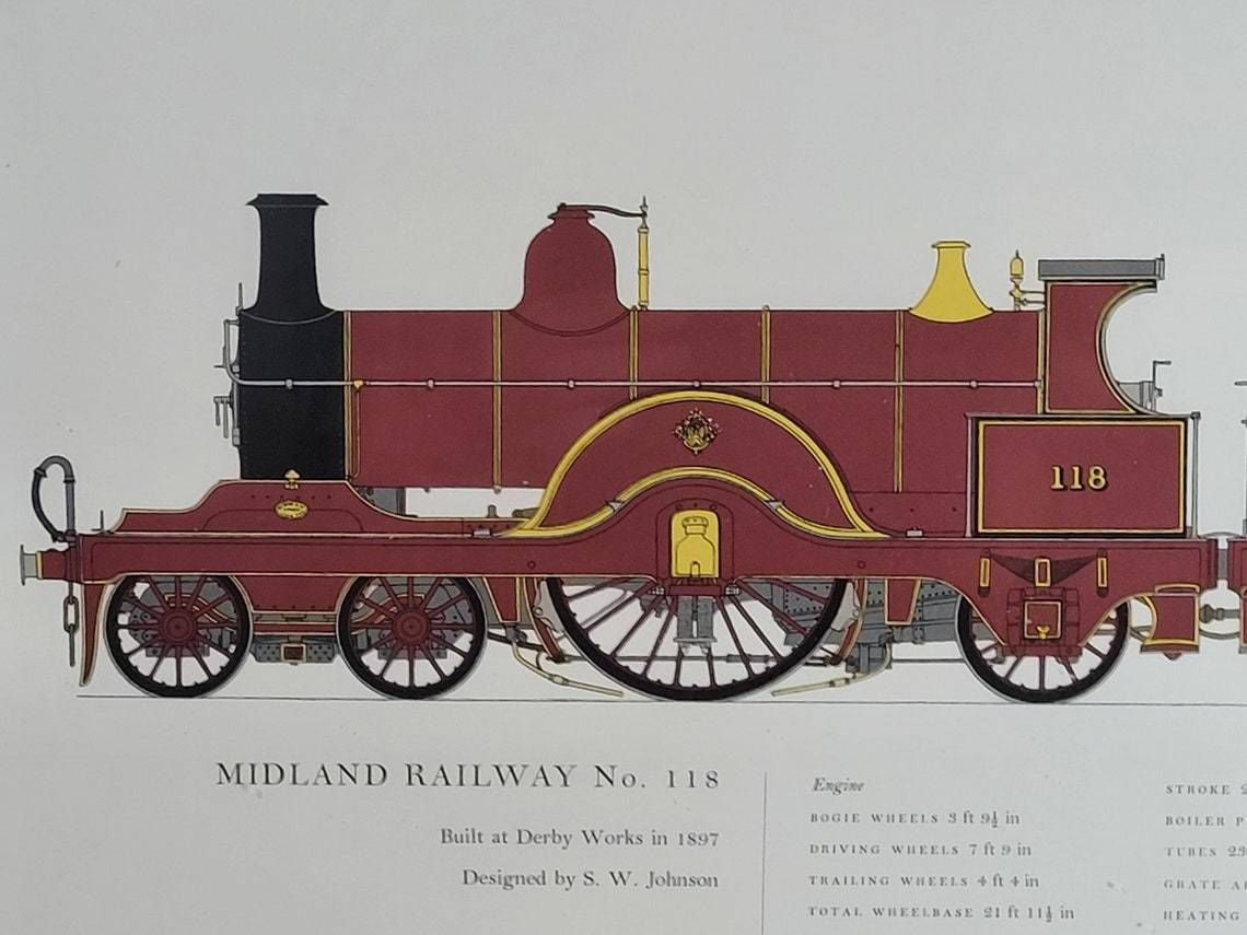 Mid Century Midland Railway No 118 Print In Original Frame William Fenton Lithograph photo furniture
