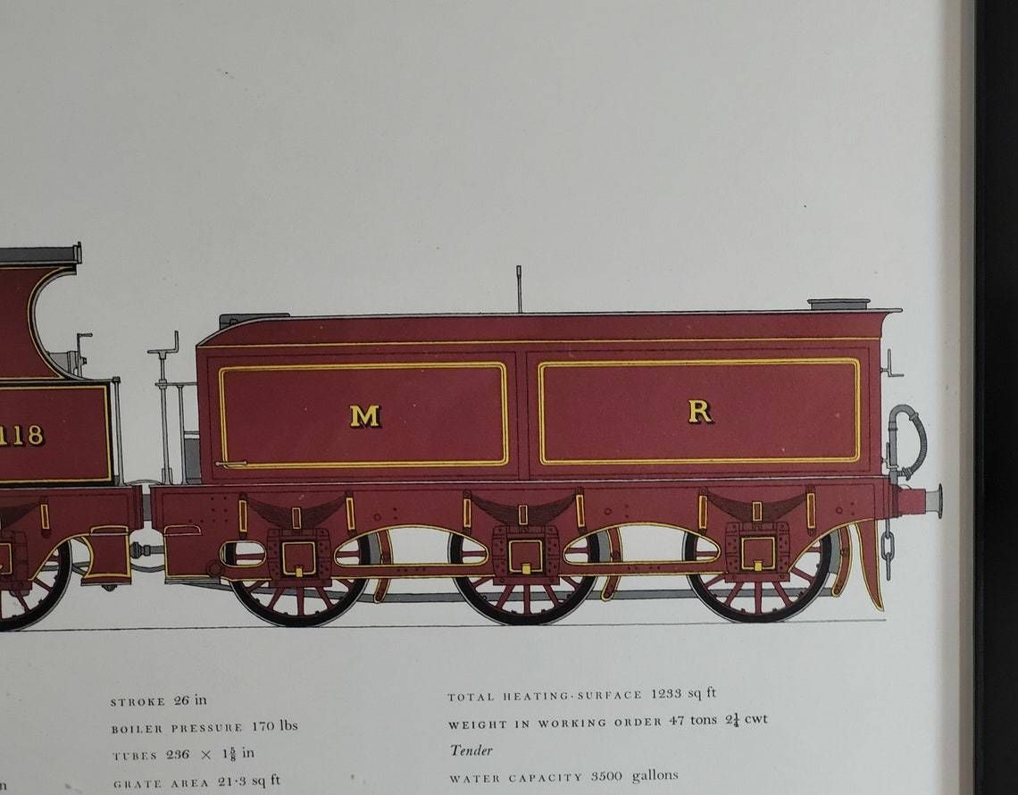 Mid Century Midland Railway No 118 Print In Original Frame William Fenton Lithograph photo Art