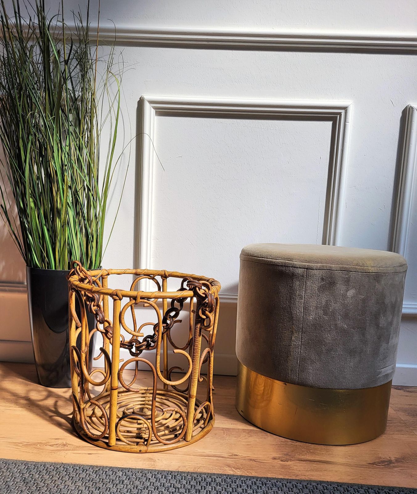 1960s Italian Bamboo Rattan Bohemian French Riviera Basket photo furniture