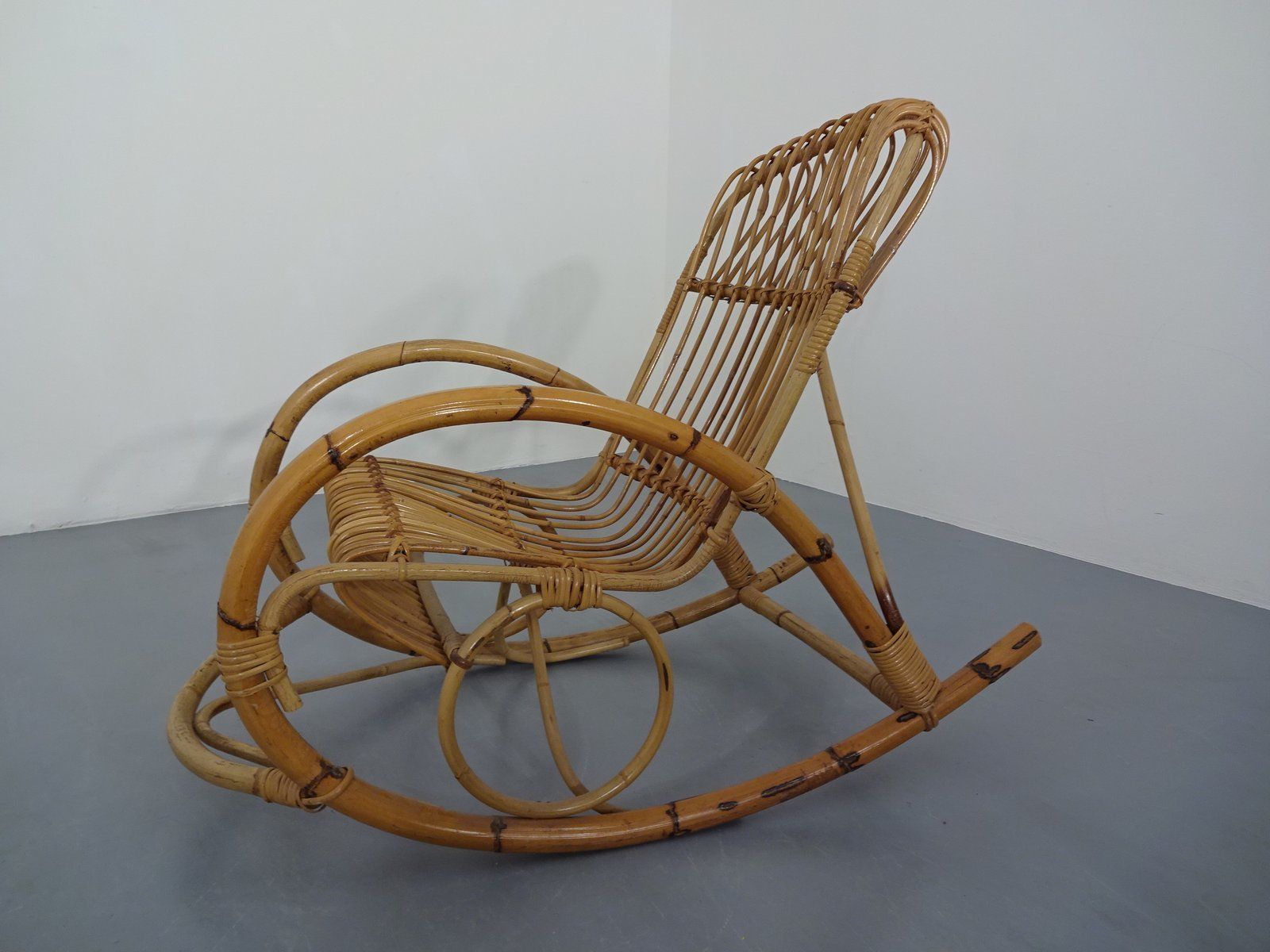 Mid Century Italian Bamboo Rocking Chair, 1950s photo 341.0