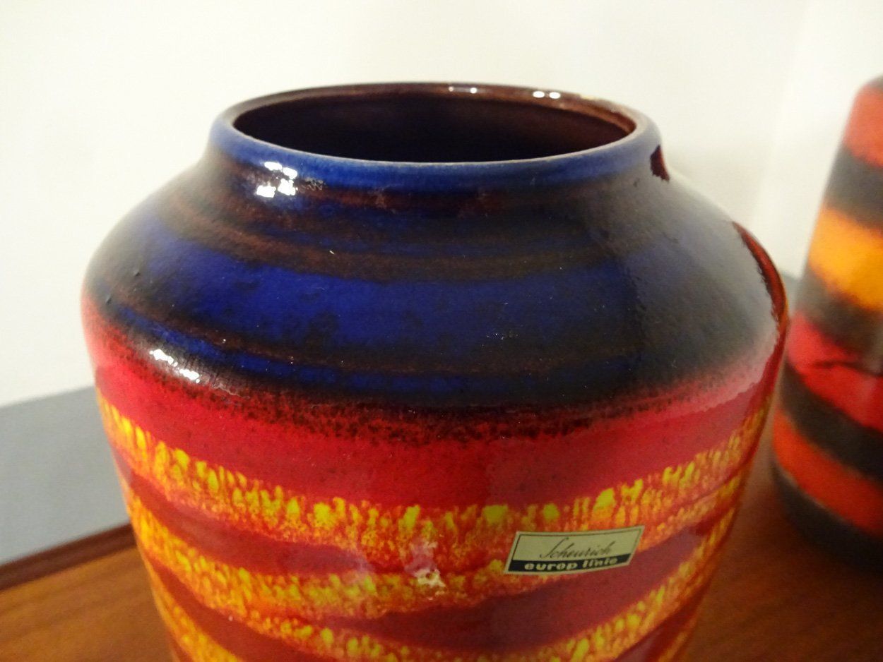 photo buy Large Fat Lava Ceramic Vases From Scheurich, 1970s, Set Of 2