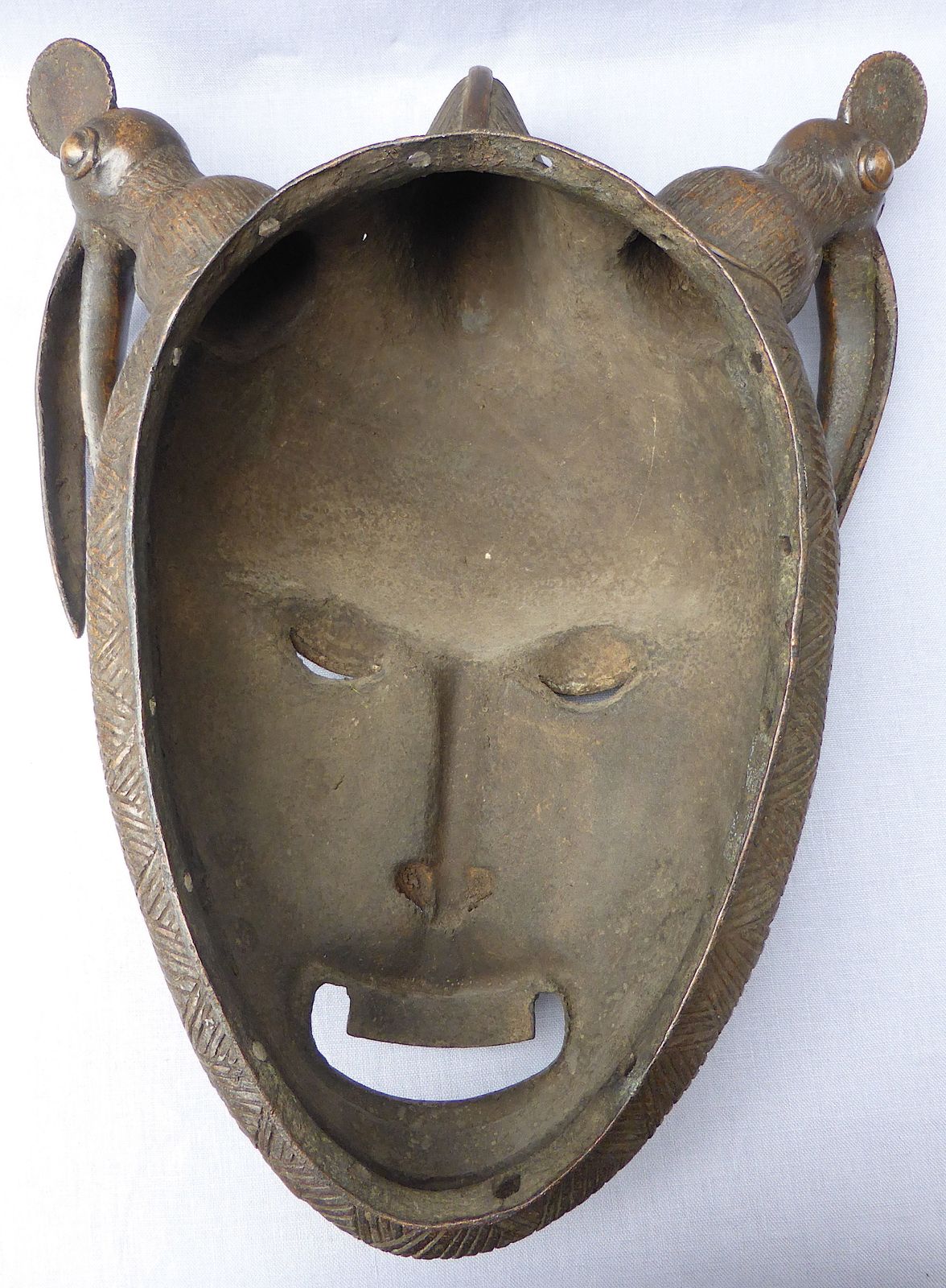 Bronze Baoule Ceremonial Portrait Mask Early 20th Century photo Art