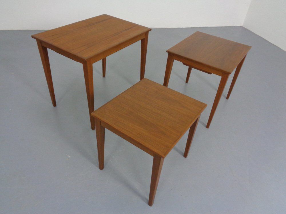 Danish Teak Nesting Tables By Kvalitet Form Funktion, 1960s, Set Of 3 photo vintage