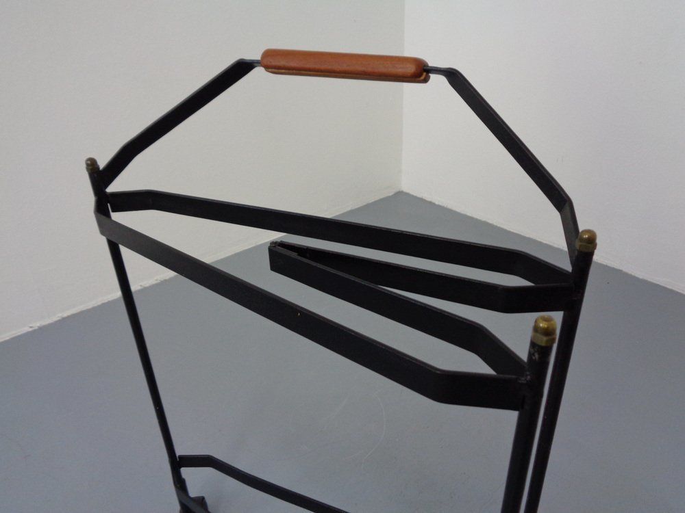 photo buy Mid Century Folding Teak & Metal Serving Bar Cart 1960s