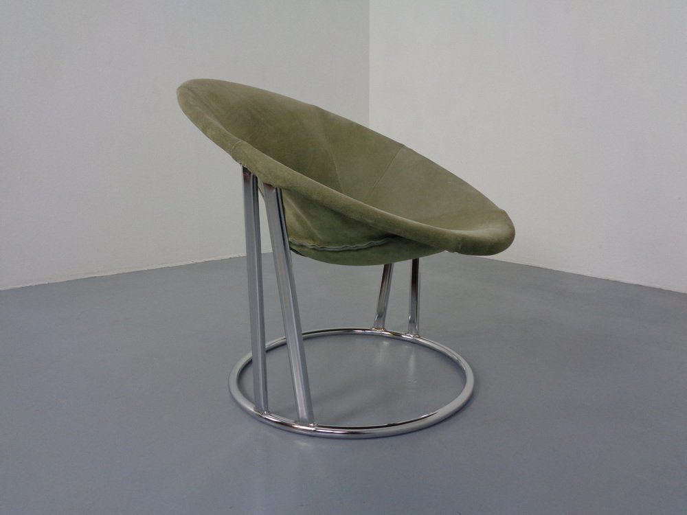 Vintage Suede Lounge Chair By Lusch Germany, 1960s photo for sale