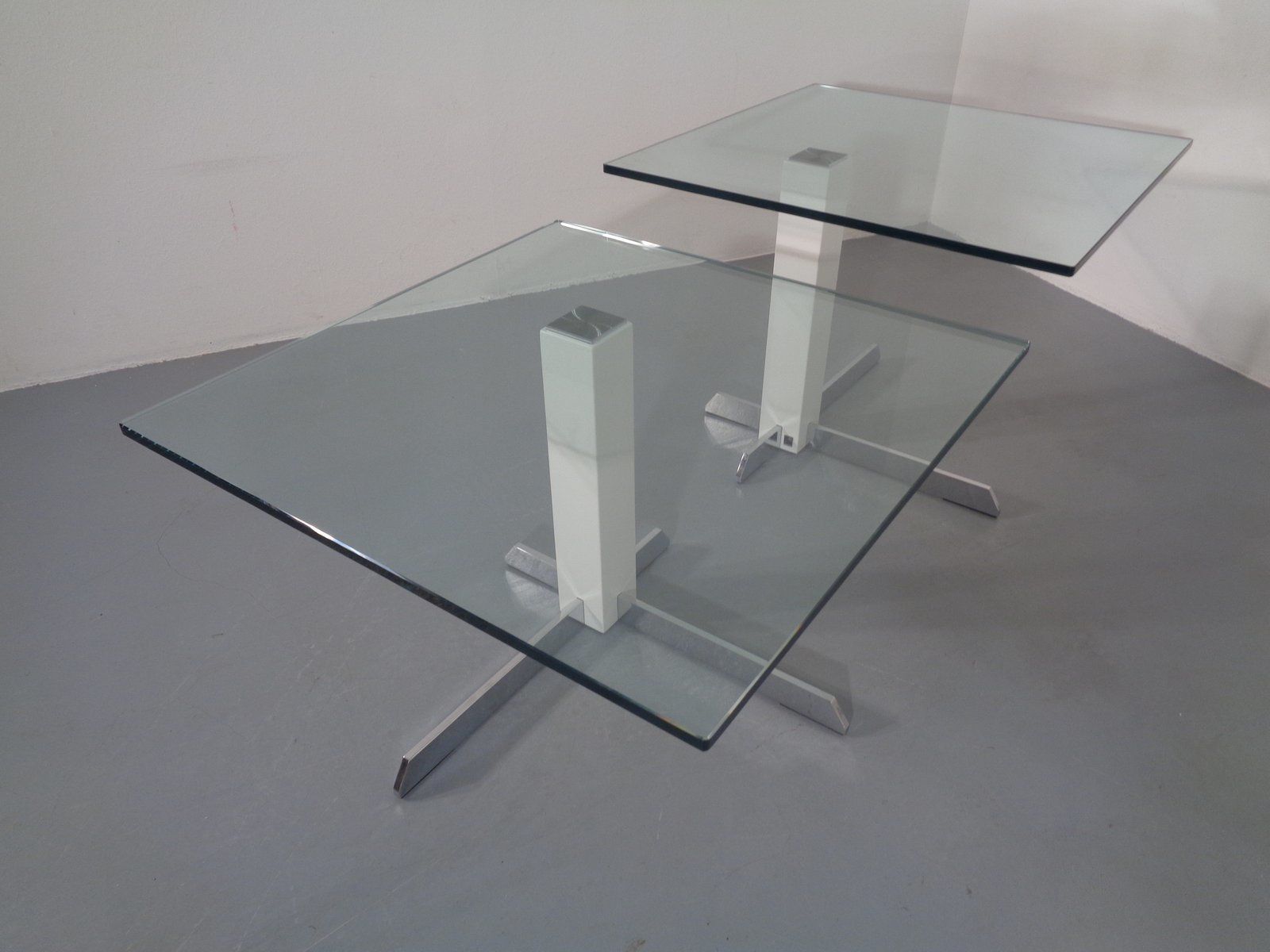 Glass And Metal Side Tables From Wk Wohnen, 1990s, Set Of 2 photo furniture