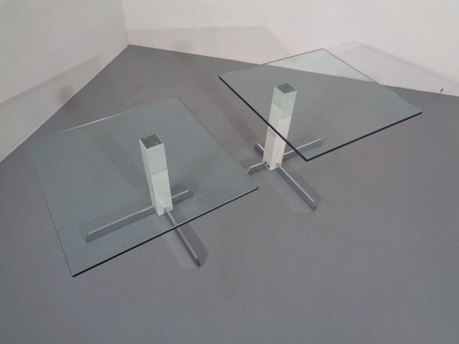 Glass And Metal Side Tables From Wk Wohnen, 1990s, Set Of 2 photo for sale