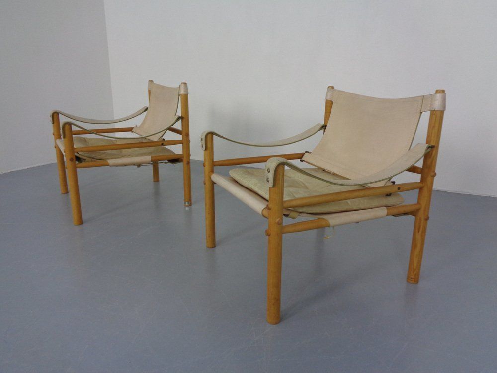 Oak & Leather Sirocco Safari Chairs By Arne Norell, 1960s, Set Of 2 photo vinterior