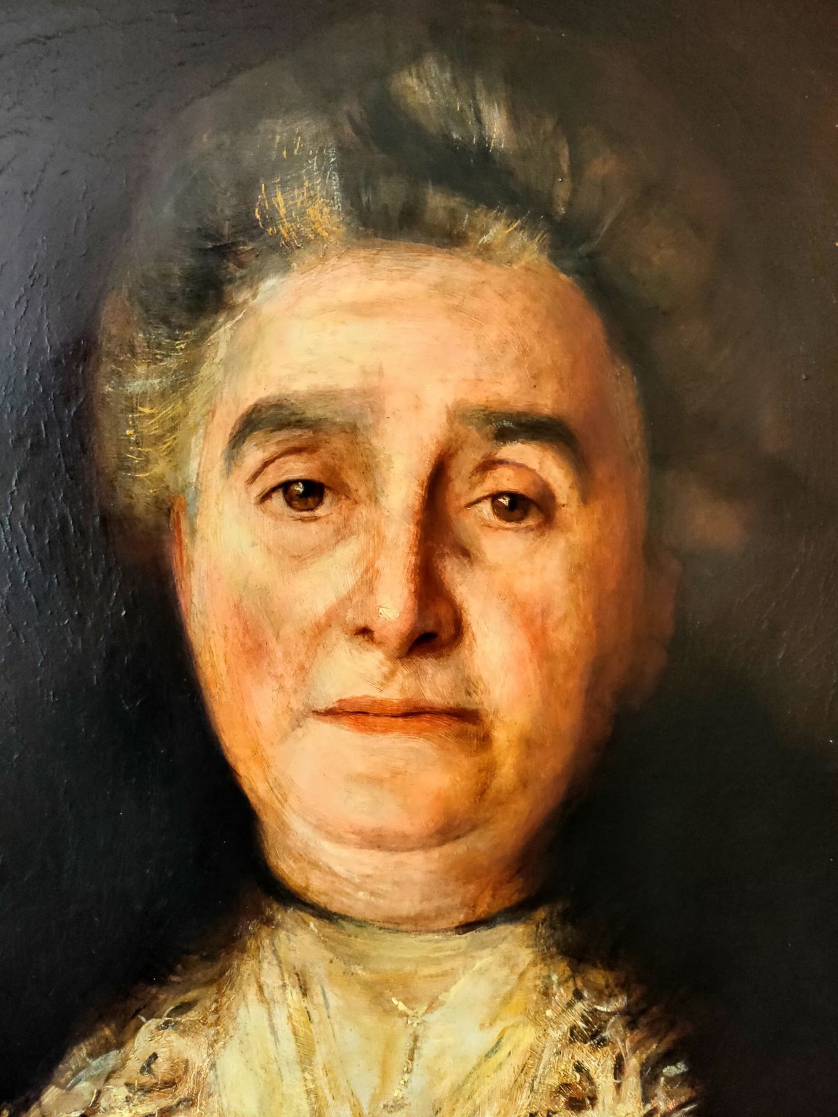 Oil Painting   Portrait Of An Elder Lady In A Lace Stole By Harry Clifford Pilsbury photo furniture