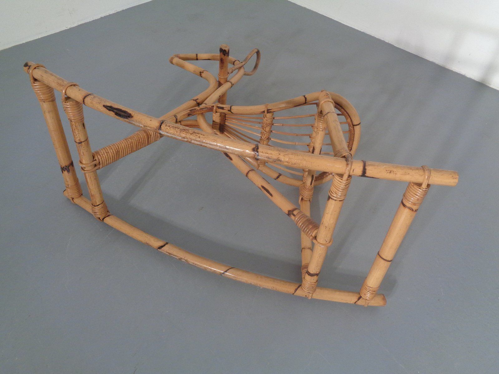 Large Bamboo Rocking Horse By Dirk Van Sliedregt For Rohé Noordwolde, 1950s photo Home Decor