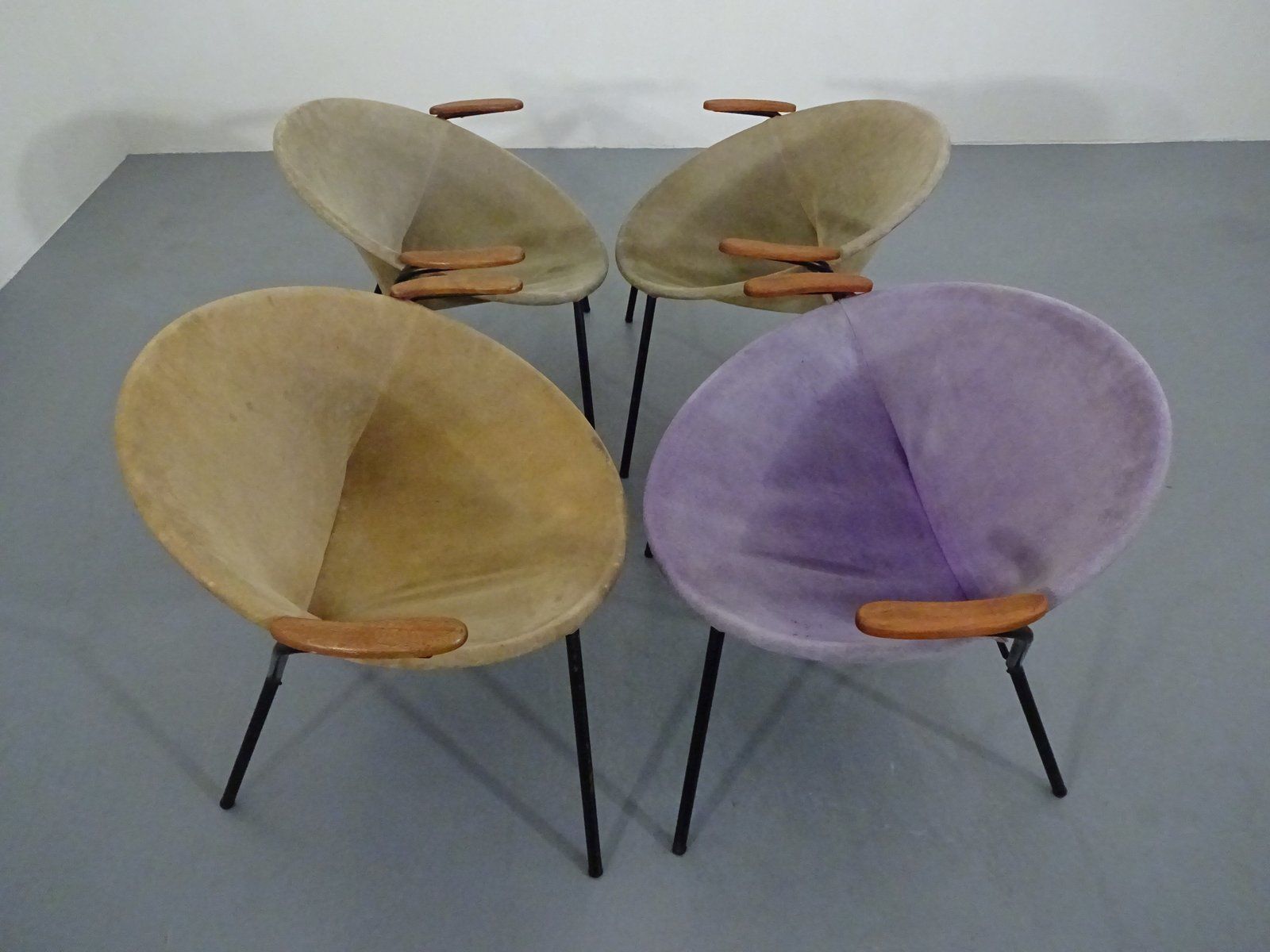 Danish Sueded Balloon Chairs By Hans Olsen For Lea Furniture, 1950s, Set Of 4